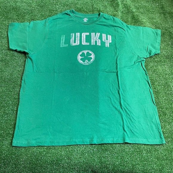 Celebrate Short Sleeve Crew Neck Lucky Green Graphic T Shirt Big Size 2XL - Picture 1 of 9